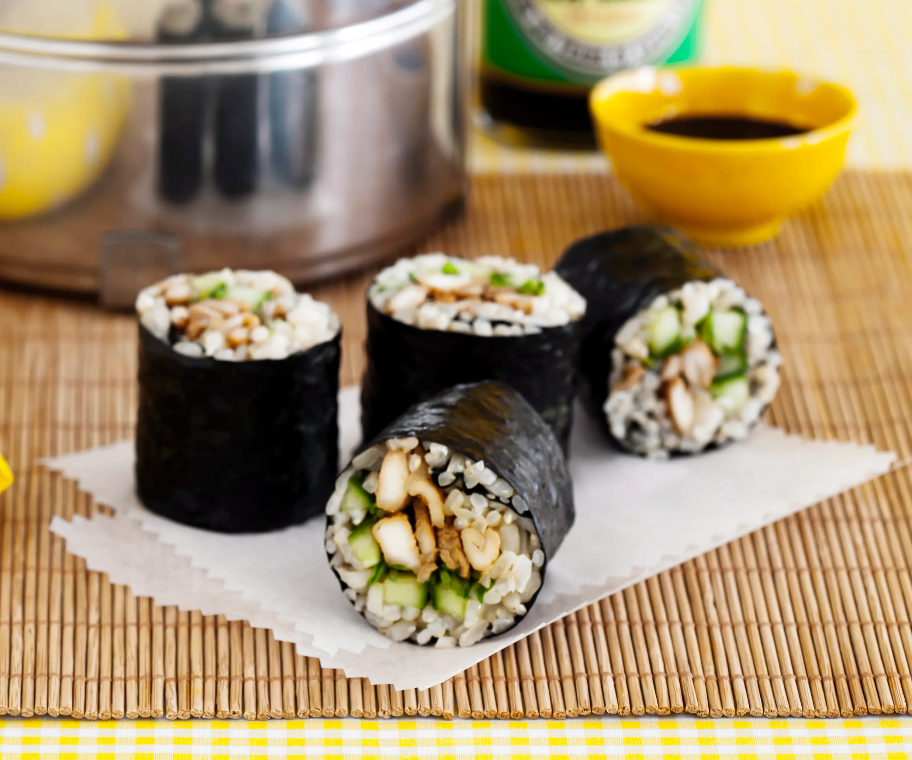 Chicken teriyaki brown rice sushi