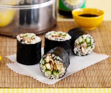 Chicken teriyaki brown rice sushi