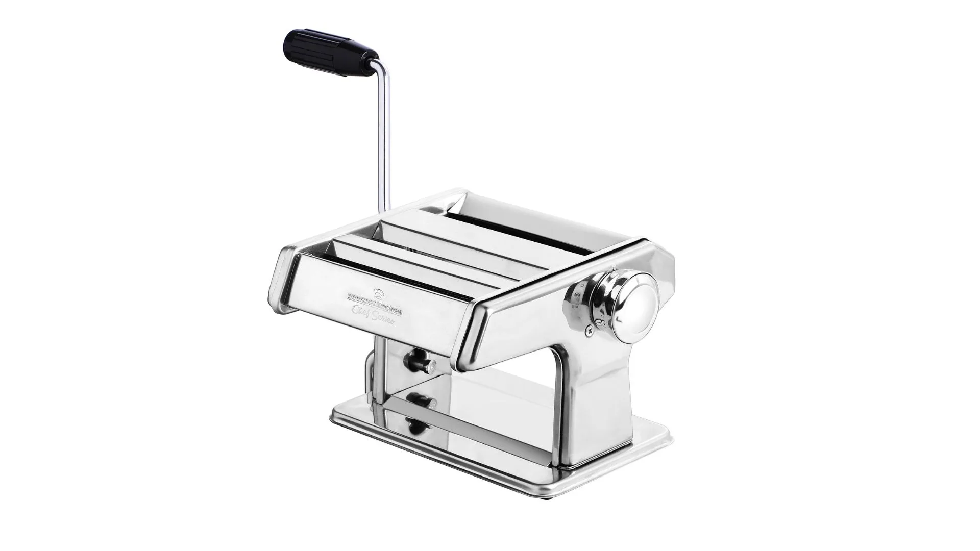 The Gourmet Kitchen Chef Series Stainless Steel Pasta Maker in silver.