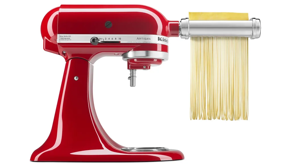 The KitchenAid three-piece pasta roller and cutter attachment is compatible with most KitchenAid stand mixers.