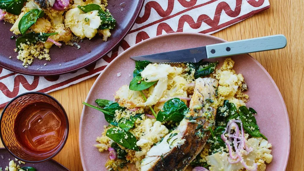 QuiteLike meal - Sage Butter Barramundi with Lemony Cauliflower Couscous