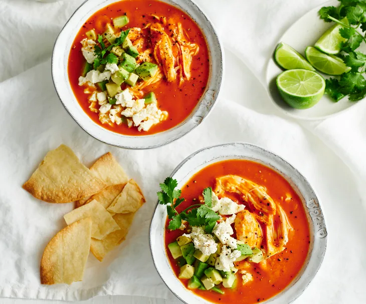 Adobo chicken and tortilla soup