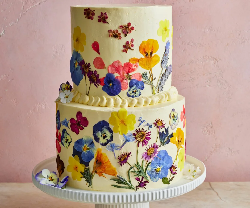 pressed flower cake