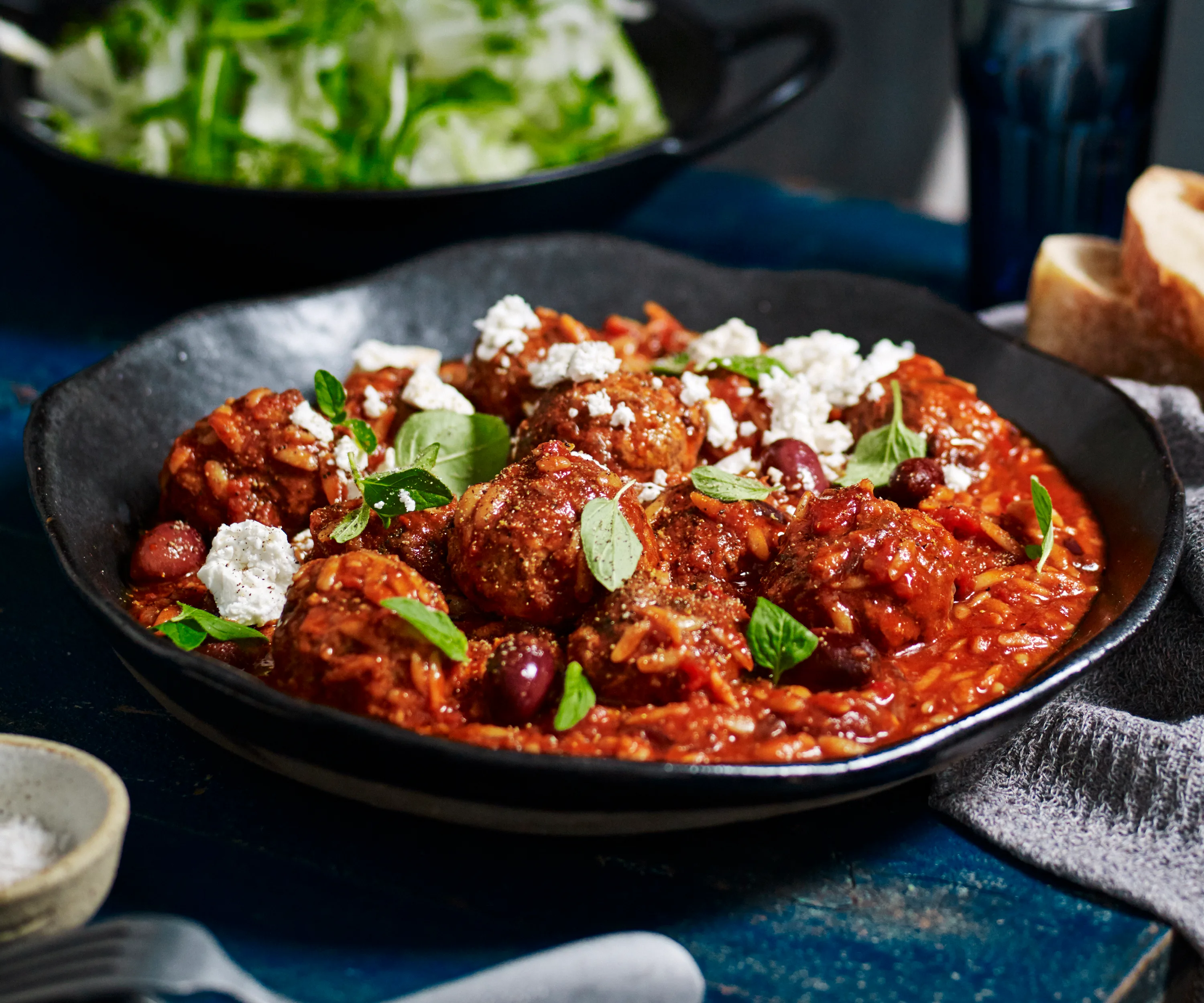 Greek meatballs with fetta, oregano and risoni-image