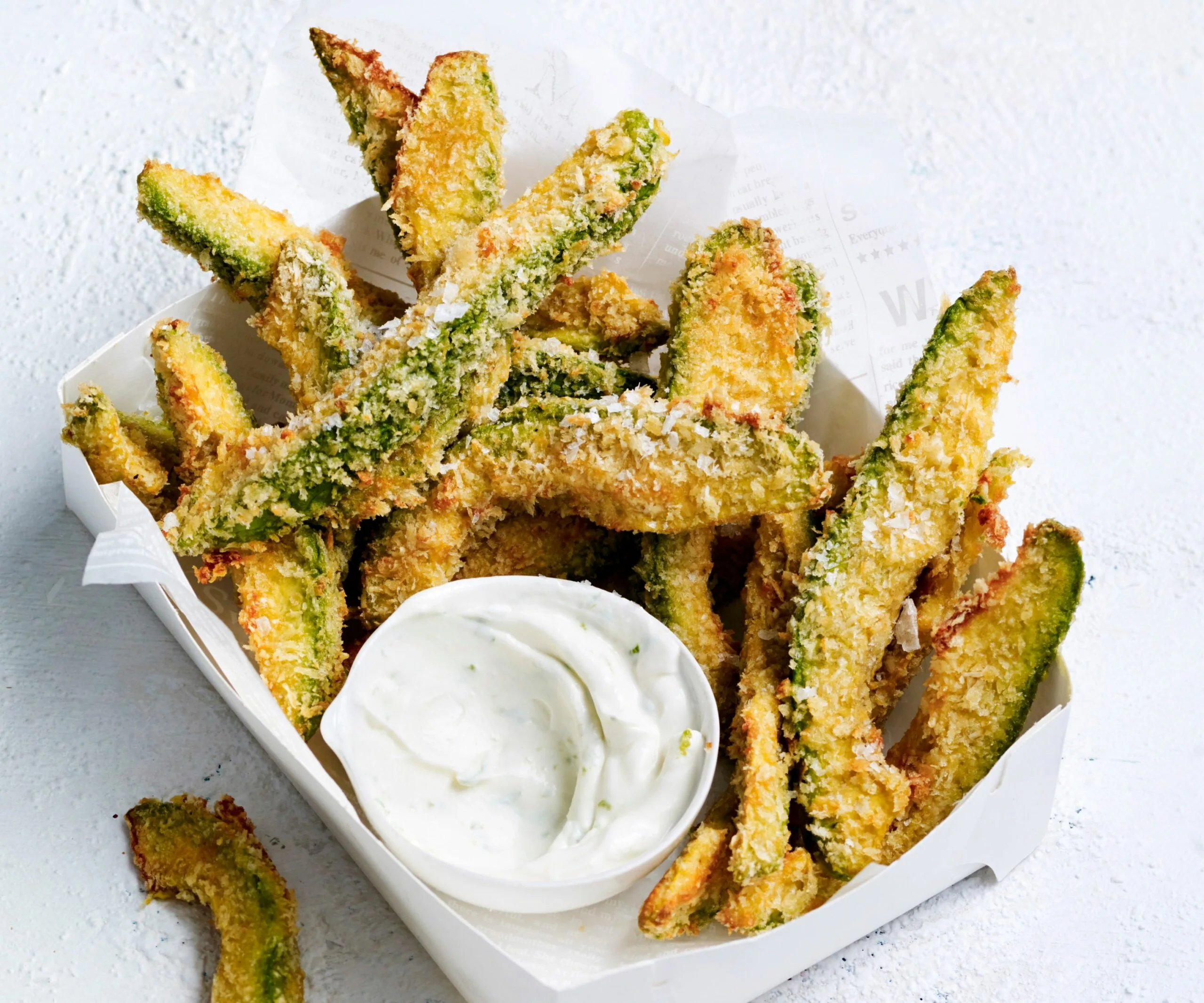 Air fryer avocado fries with lime dipping sauce-image