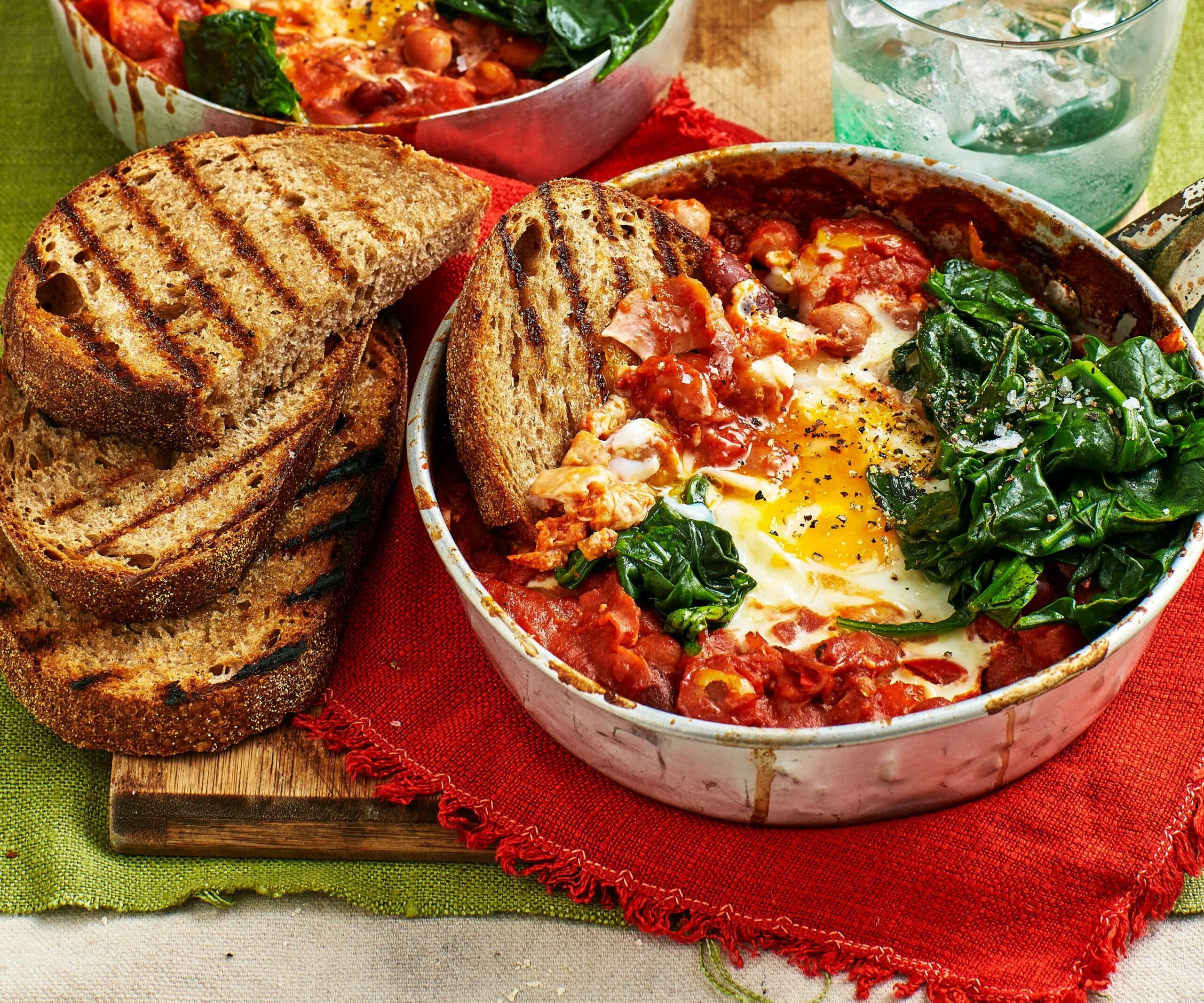 Baked eggs with beans