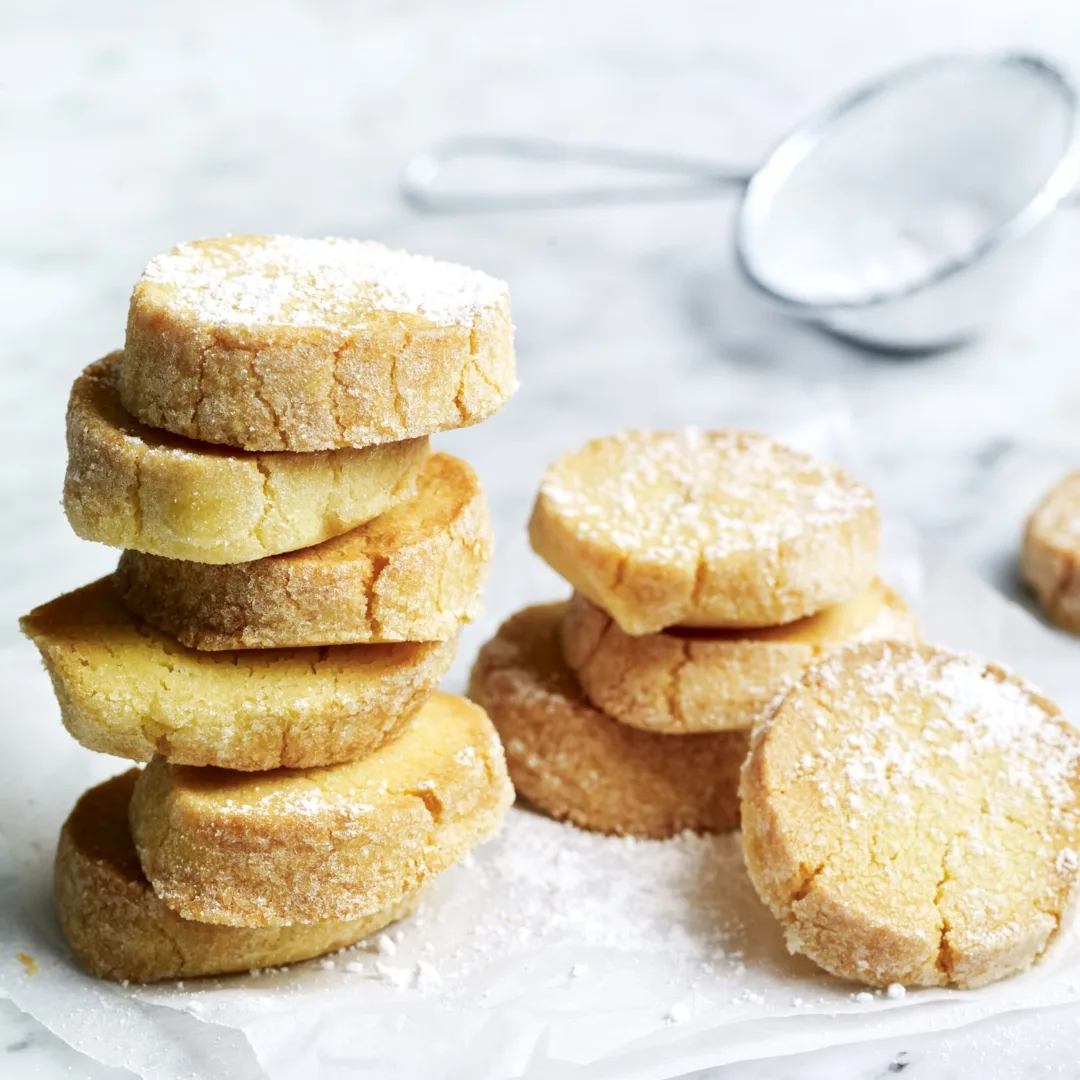 a stack of basic vanilla air fryer cookies