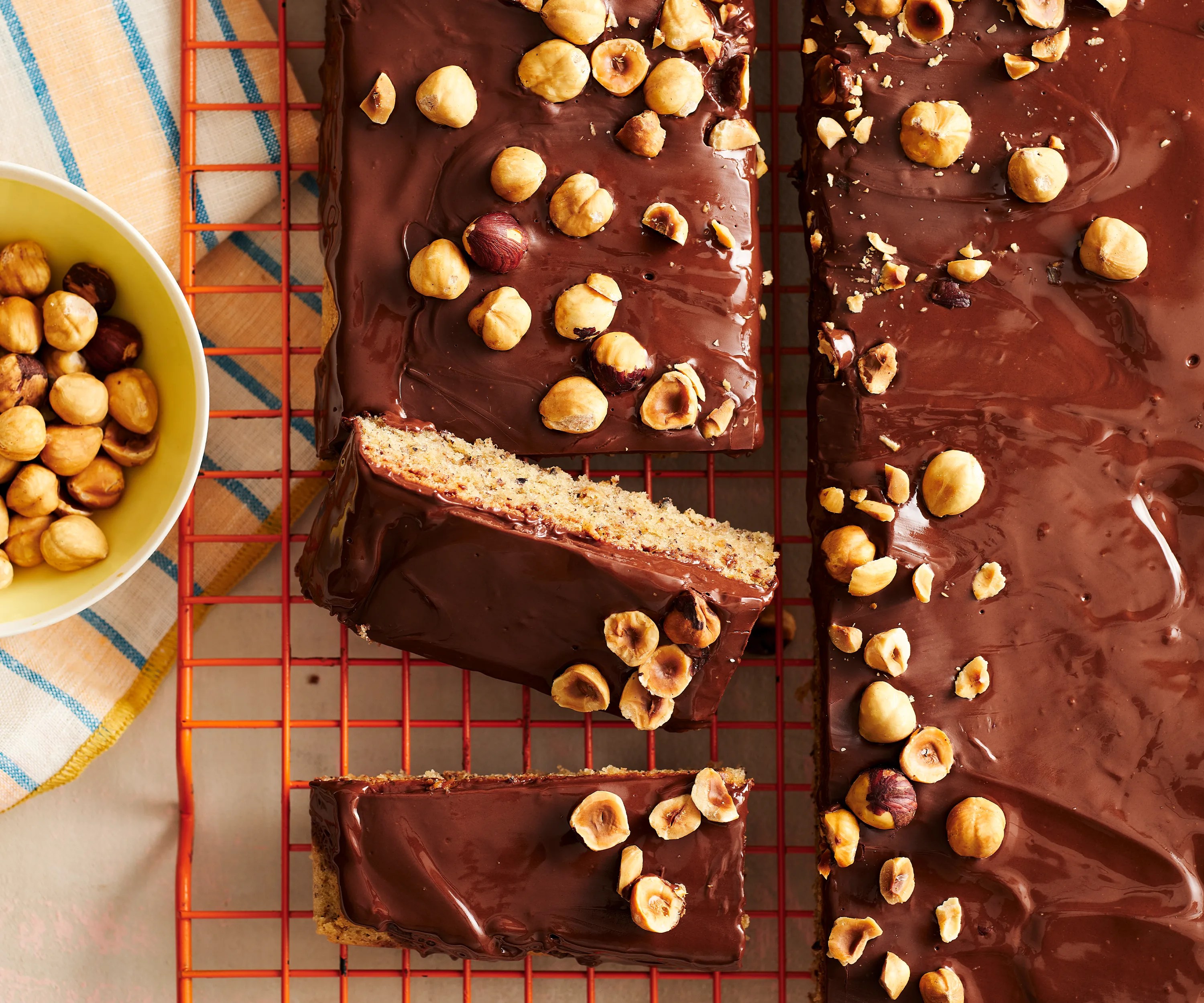 Choc hazelnut squares