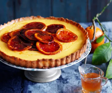 Tangelo tart with candied blood oranges