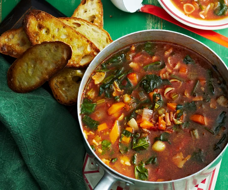 Traditional Italian minestrone soup