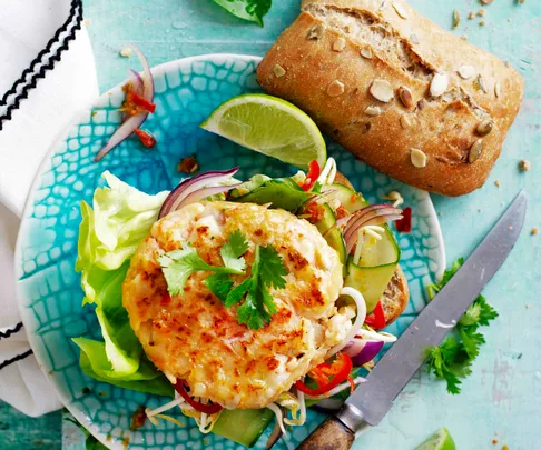 Thai-style prawn burgers