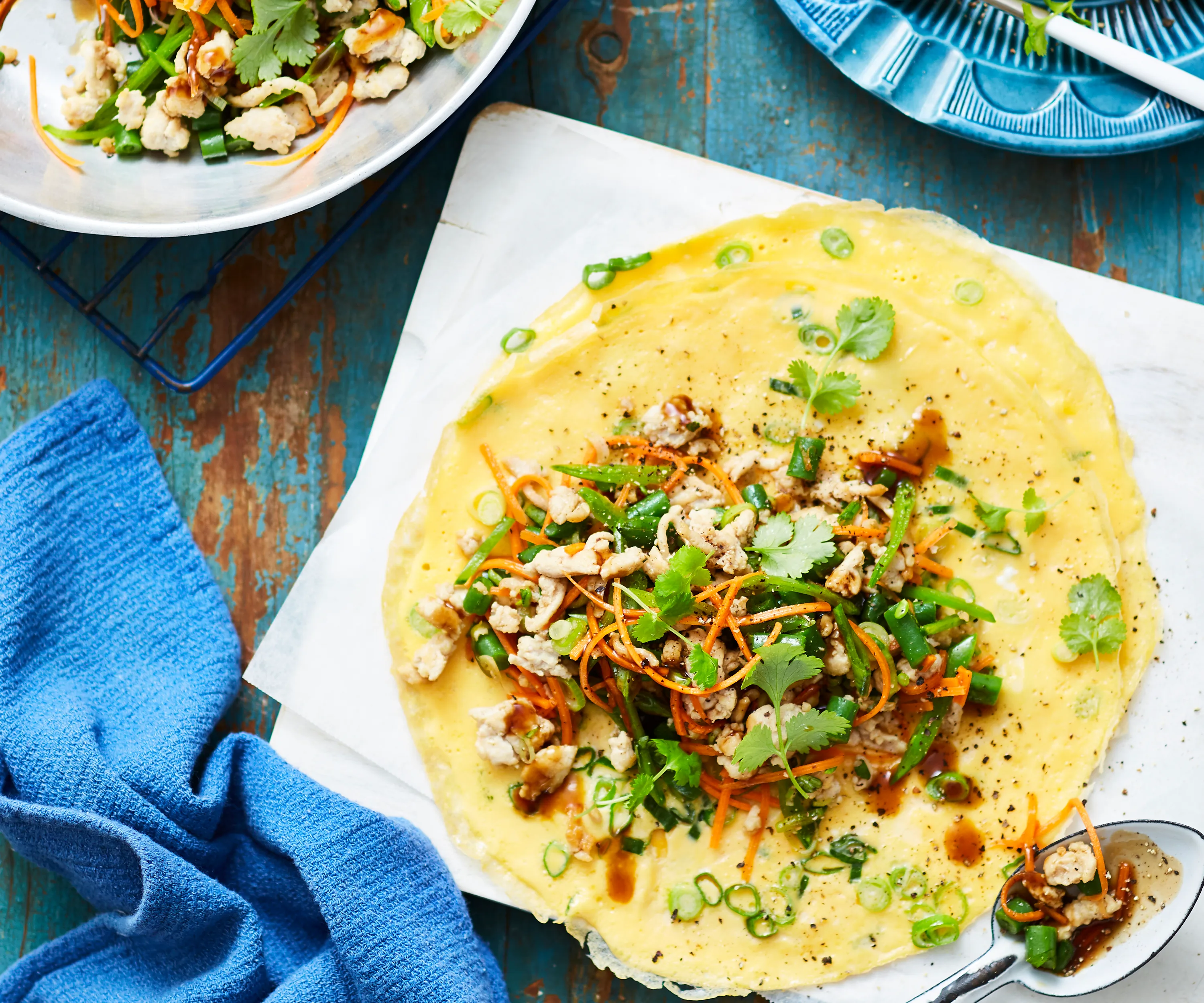 Plate of Thai-style pork omelettes