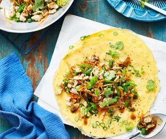 Plate of Thai-style pork omelettes