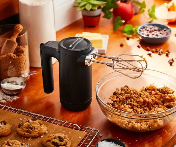 KitchenAid cordless hand mixer in matte black