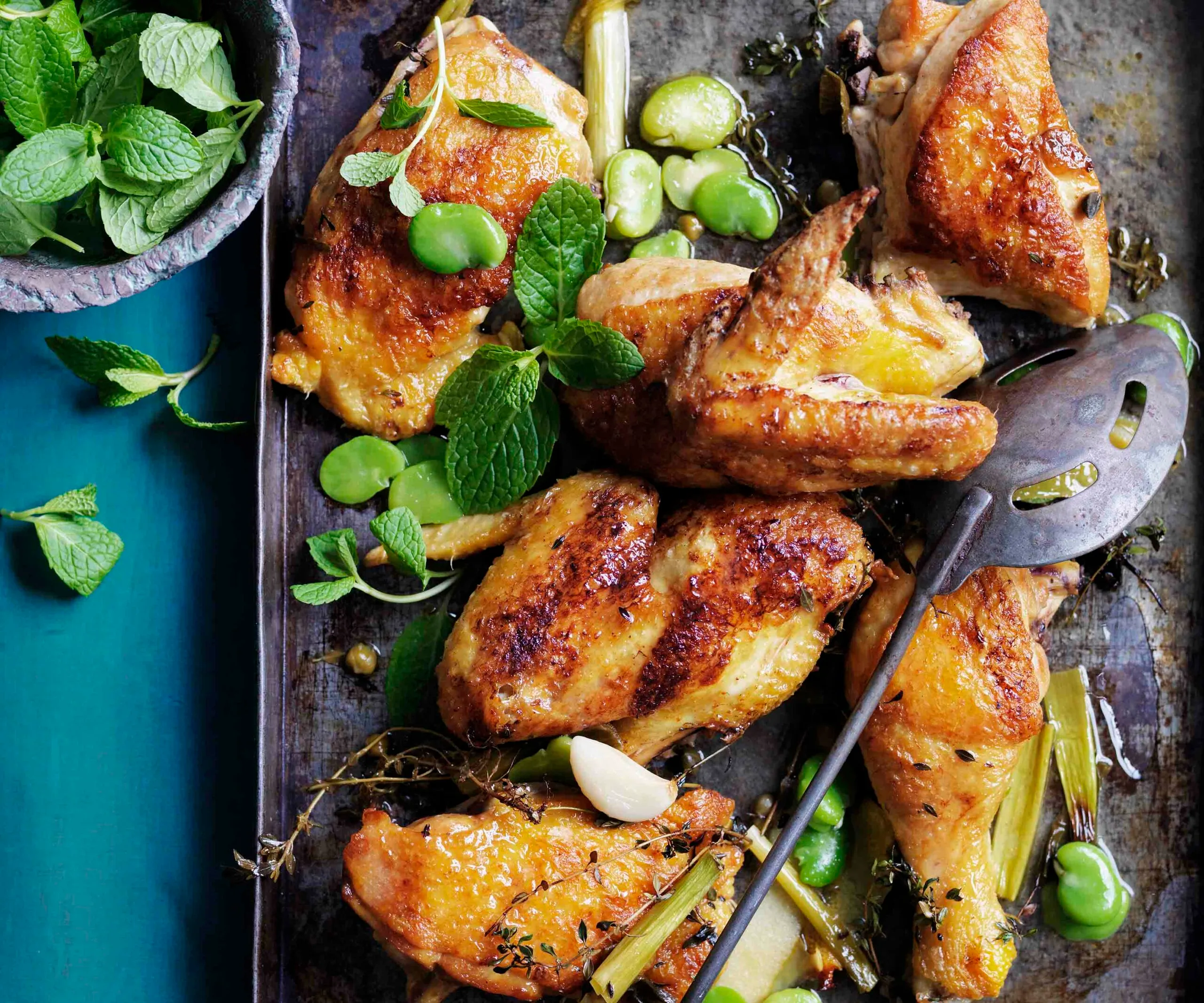 Chicken with broad beans