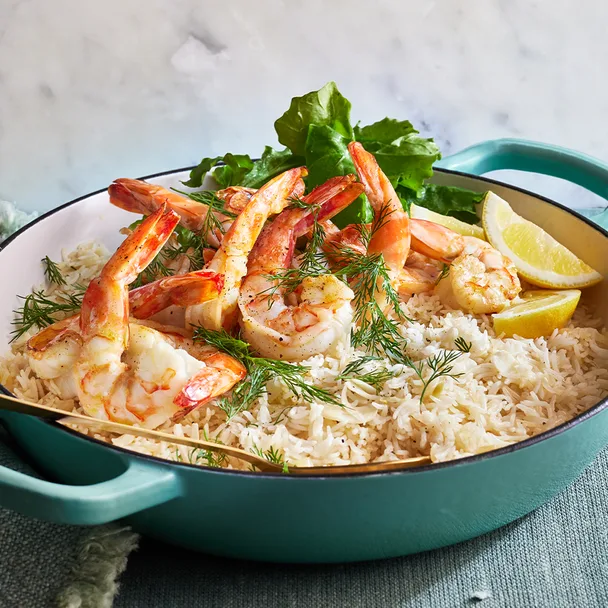 one-pot garlic prawn pilaf