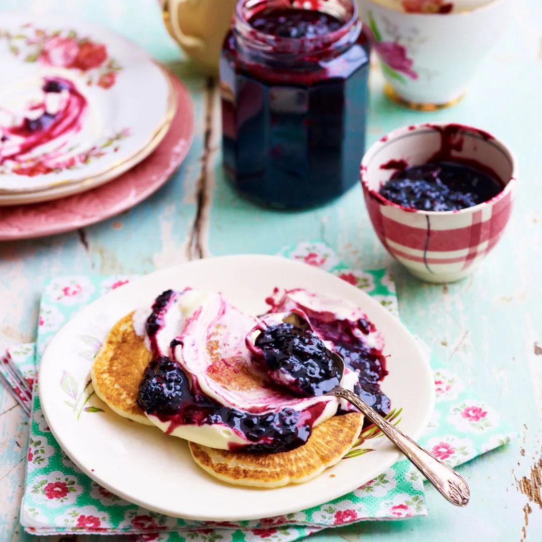Mulberry jam on a pancake
