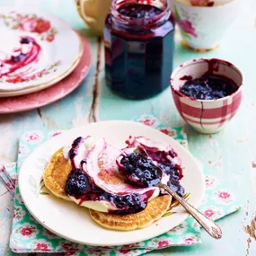 Mulberry jam on a pancake