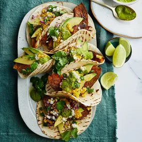 Vegetarian tacos with pumpkin and jalapeno on a plate