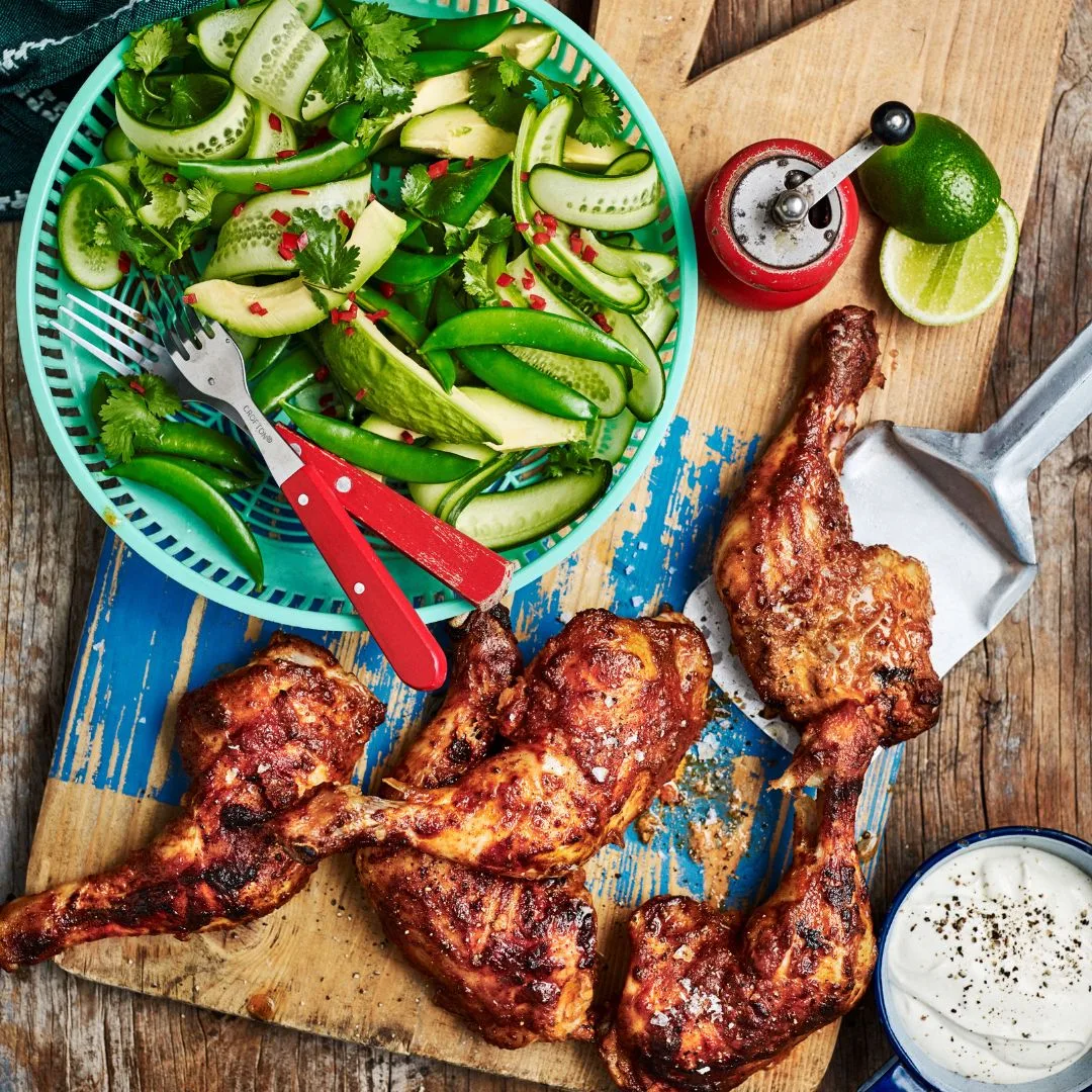 Barbecued tandoori chicken with cucumber & avocado salad-image