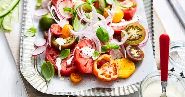 Summer tomato salad with creamed fetta