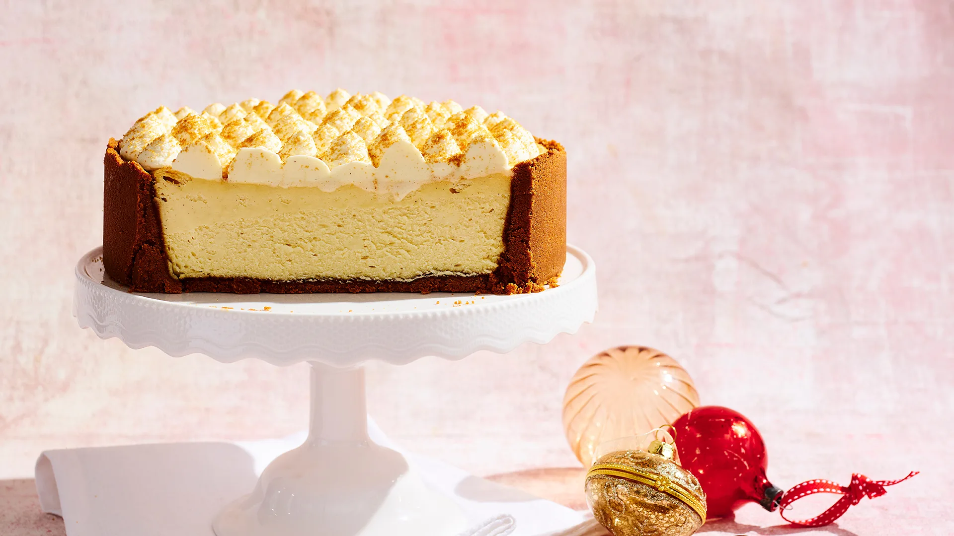 White chocolate biscoff cheesecake, sliced