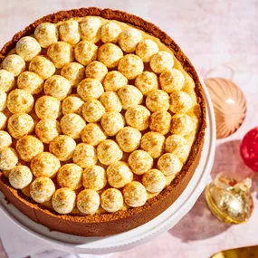 White chocolate biscoff cheesecake with piped whipped cream