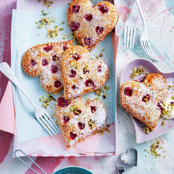 Heart-shaped berry filled hand pies
