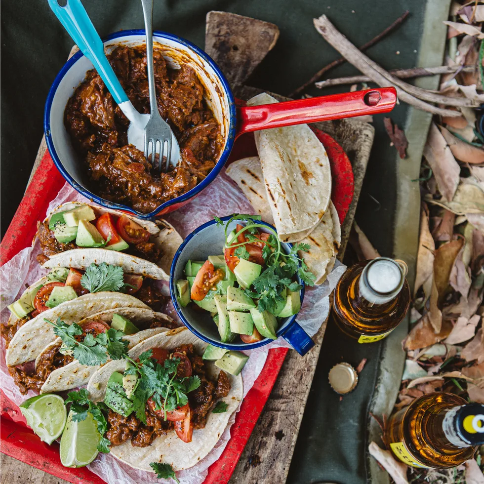 Tacos with Mexican pulled beef