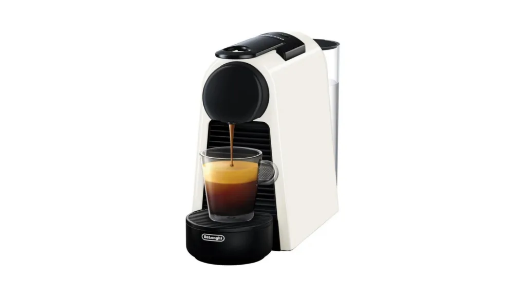 Nespresso DeLonghi Essenza White Mini Capsule Coffee Machine.