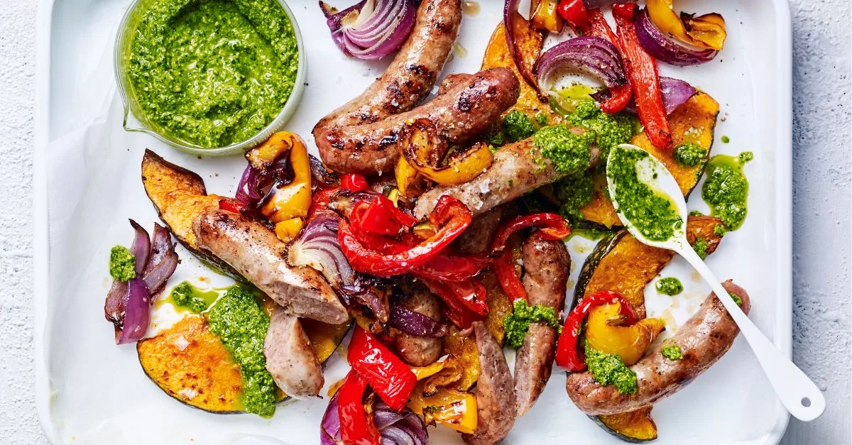 Air fryer sausage & vegie bake | Women's Weekly Food