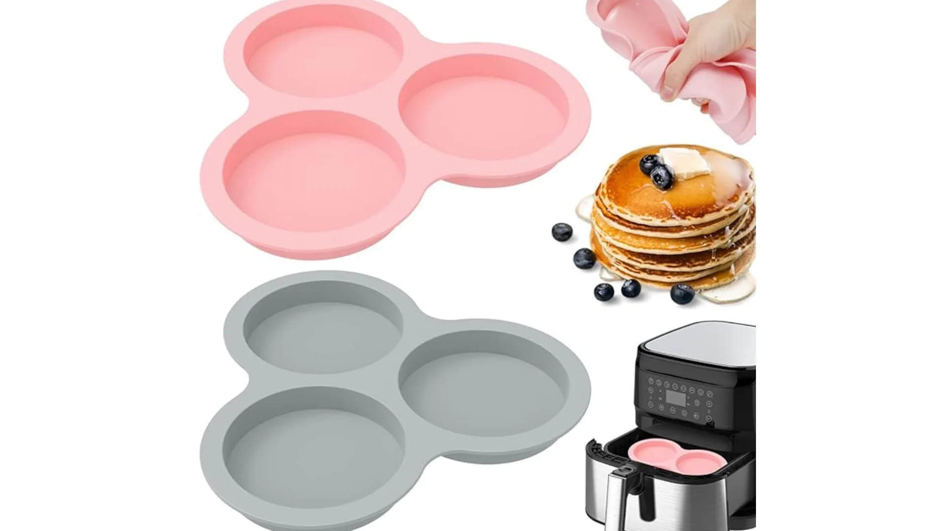 Silicone muffin pans - grey and pink colours