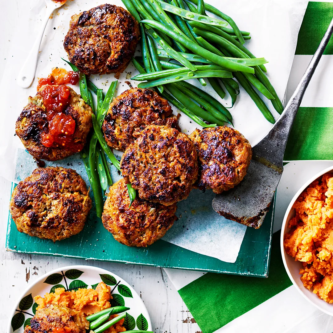 Julie Goodwin's rissoles with sweet potato mash