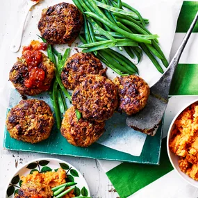 Julie Goodwin's rissoles with sweet potato mash