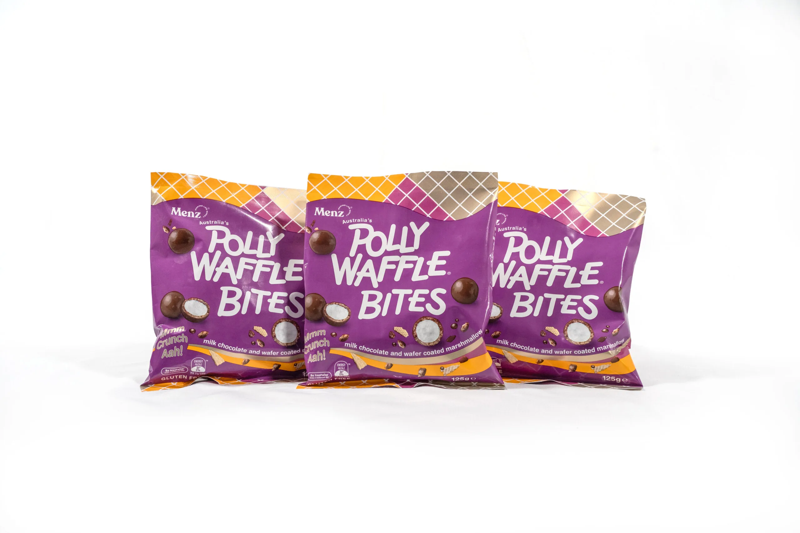 New Polly Waffle bites in their original chocolate bar-inspired packaging
