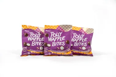 New Polly Waffle bites in their original chocolate bar-inspired packaging