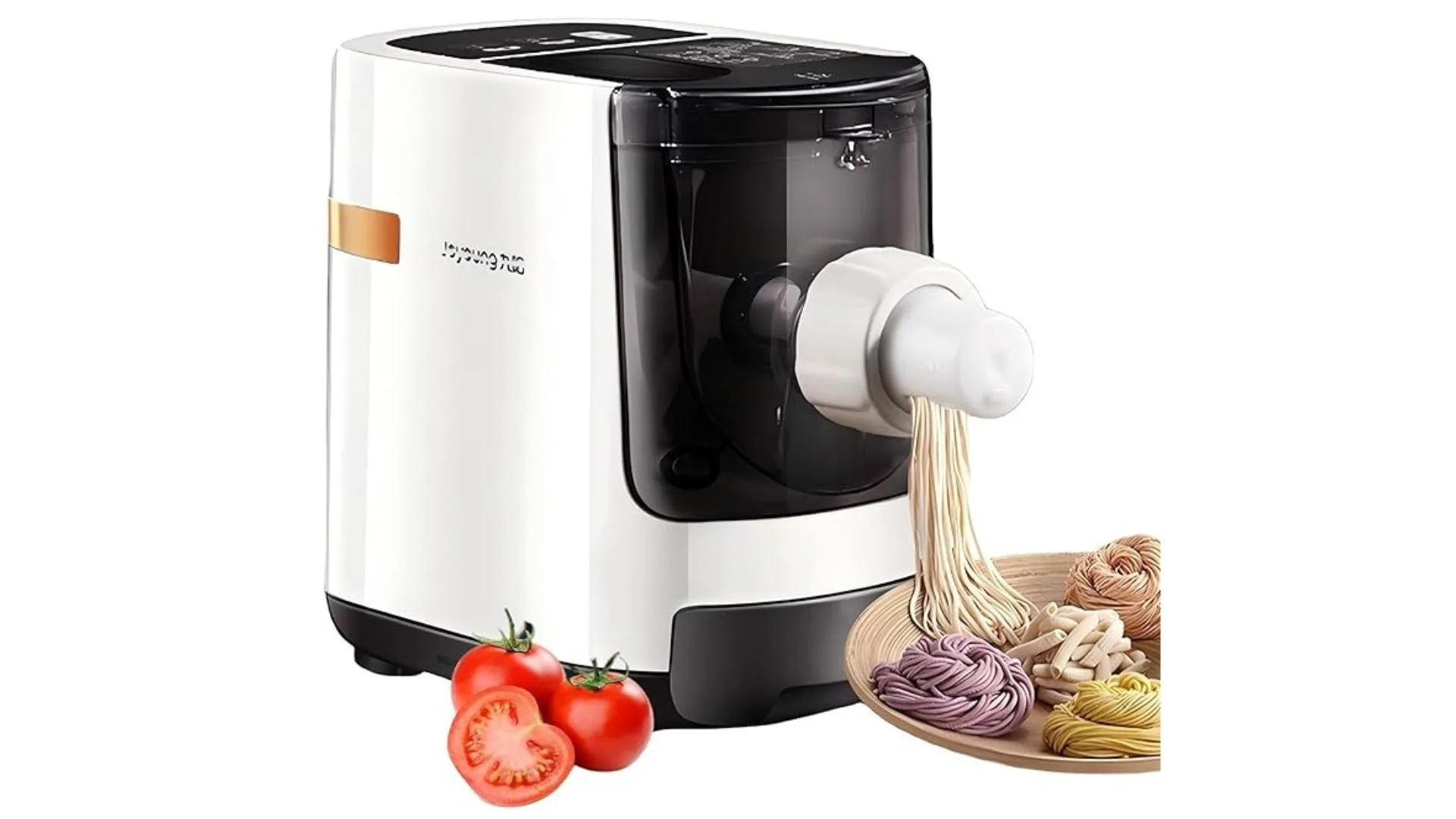 Joyaung/九阳 Electric Pasta Maker, Automatic Noodle Machine with 6 Molds for Spaghetti & Fettucine and More, Perfect Mixing Technology, Preapre up to 8 Portions, White