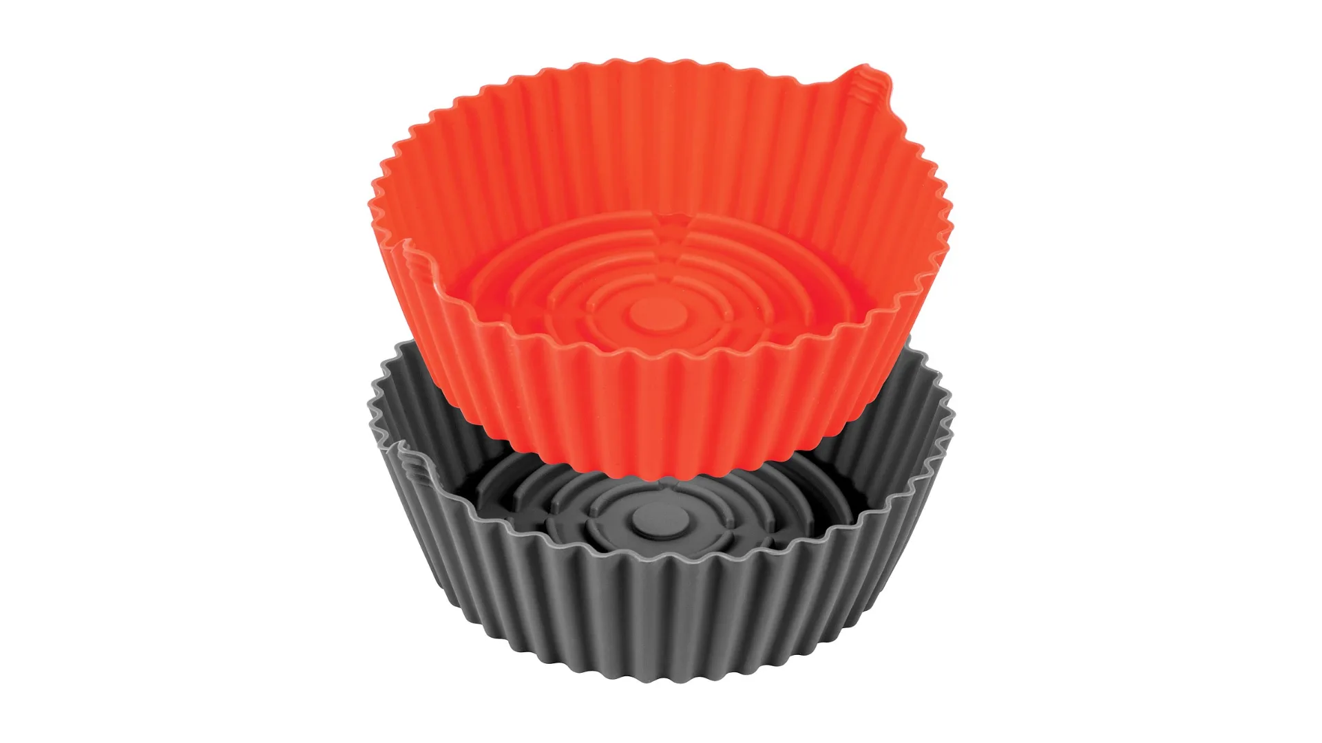 Avanti air fryer round silicone inserts - red and grey