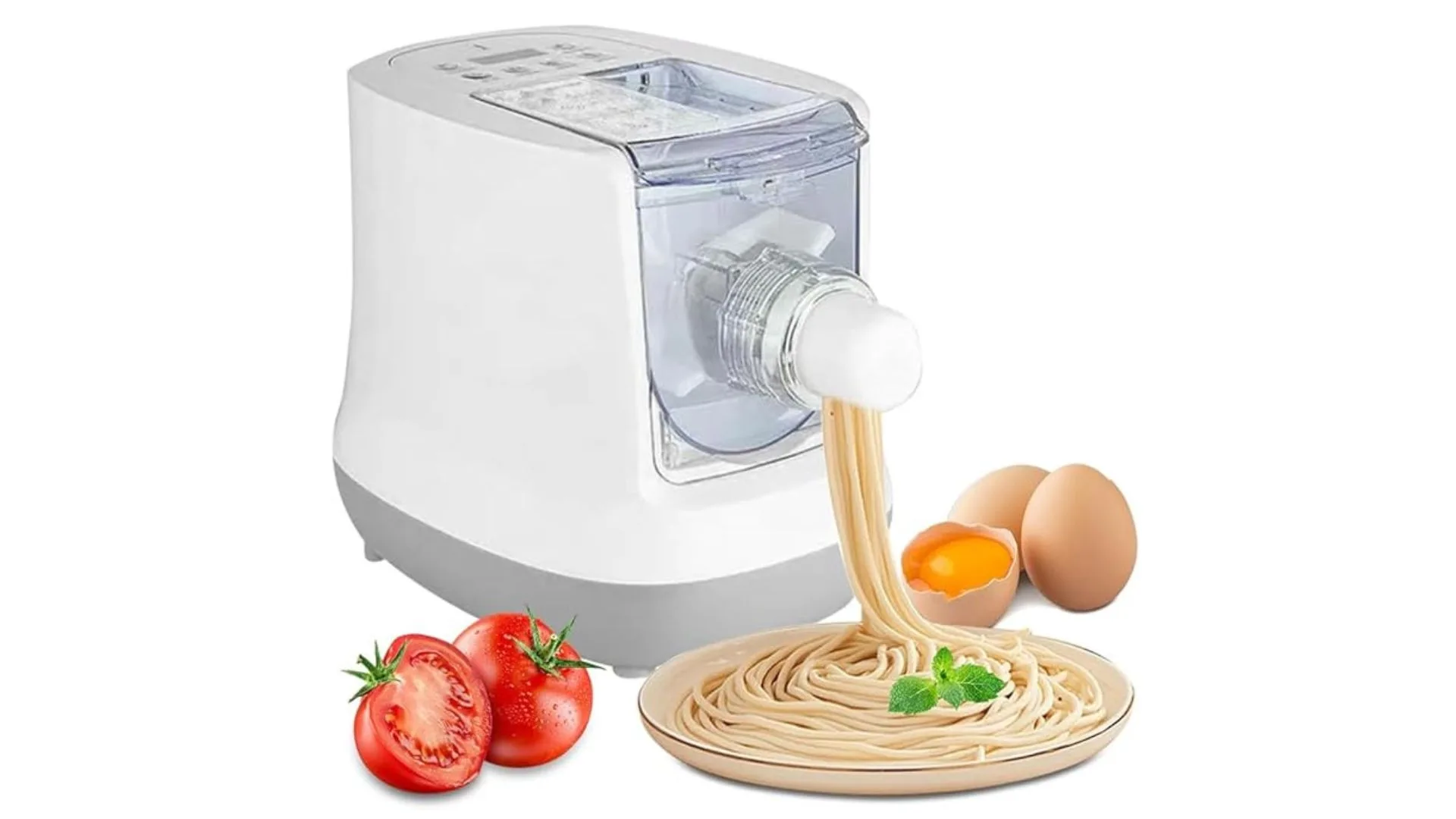 Xoxomeg Electric Pasta Maker, 260W Household Electric Automatic Noodle Maker with 12 Noodle Moulds, 2 in 1 Kneading and Making Noodles Machine