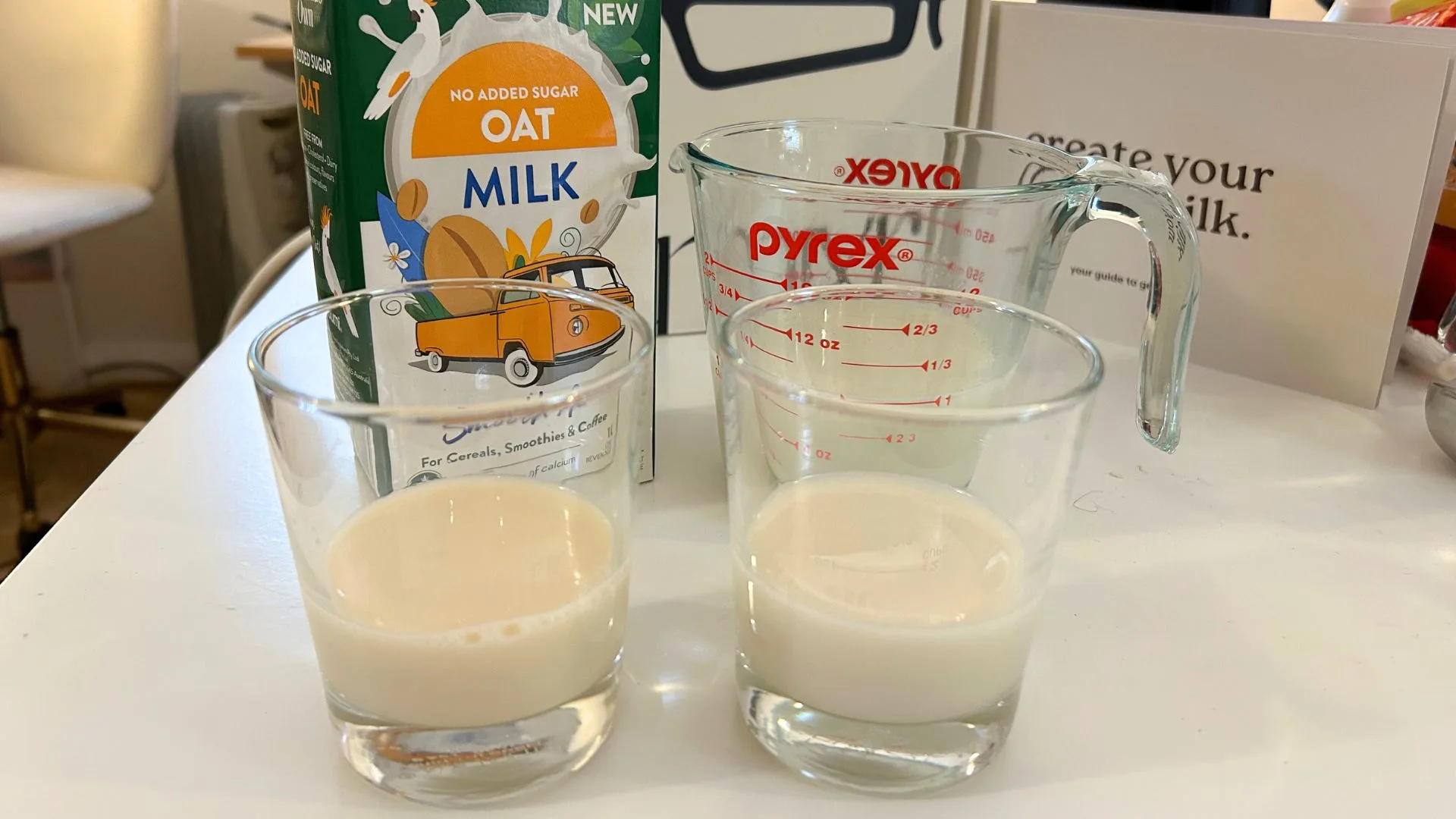 Nutmixr oat milk vs store-bought oat milk.