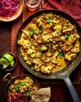 Roasted cauliflower and chickpea coconut curry