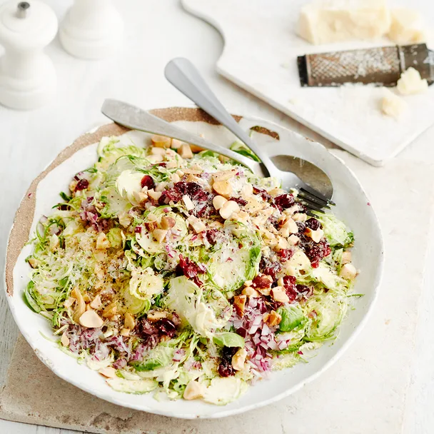 Shaved brussels sprouts salad with pecorino