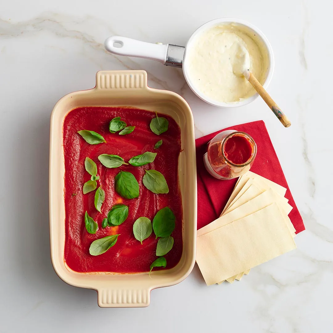 layers for the spinach and ricotta lasagne