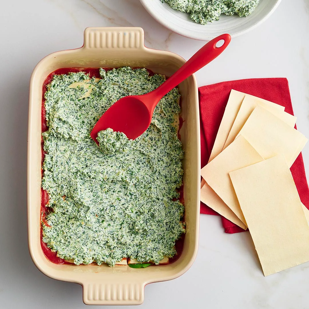layers for the spinach and ricotta lasagne
