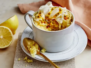 Lemon & passionfruit mug cake