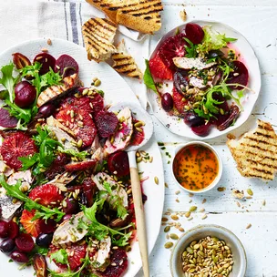 Pork fillet salad with beetroot & blood orange