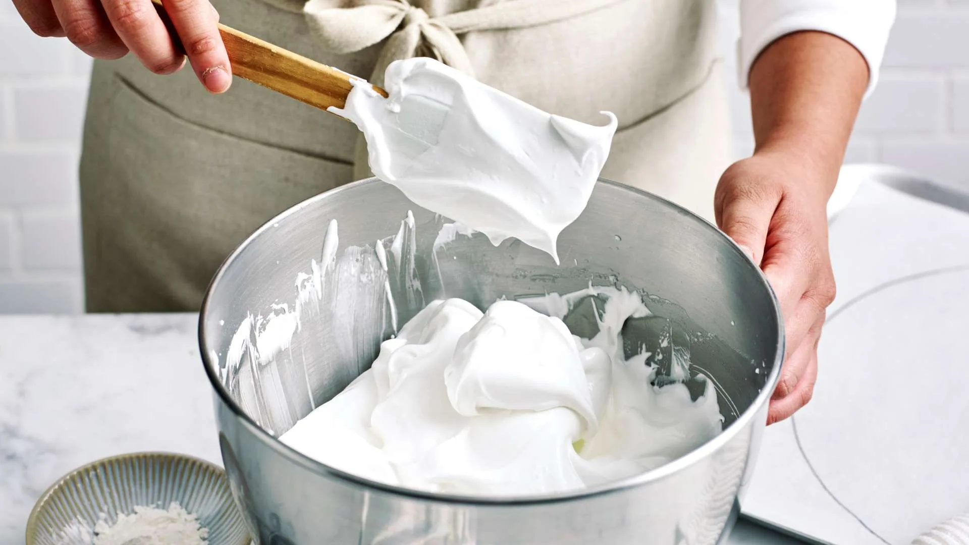 Gently fold in cornflour and vinegar.