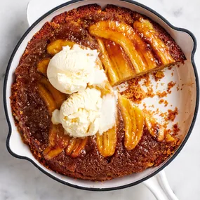 One pan upside-down banana cake