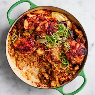 Korean chicken rice with kimchi
