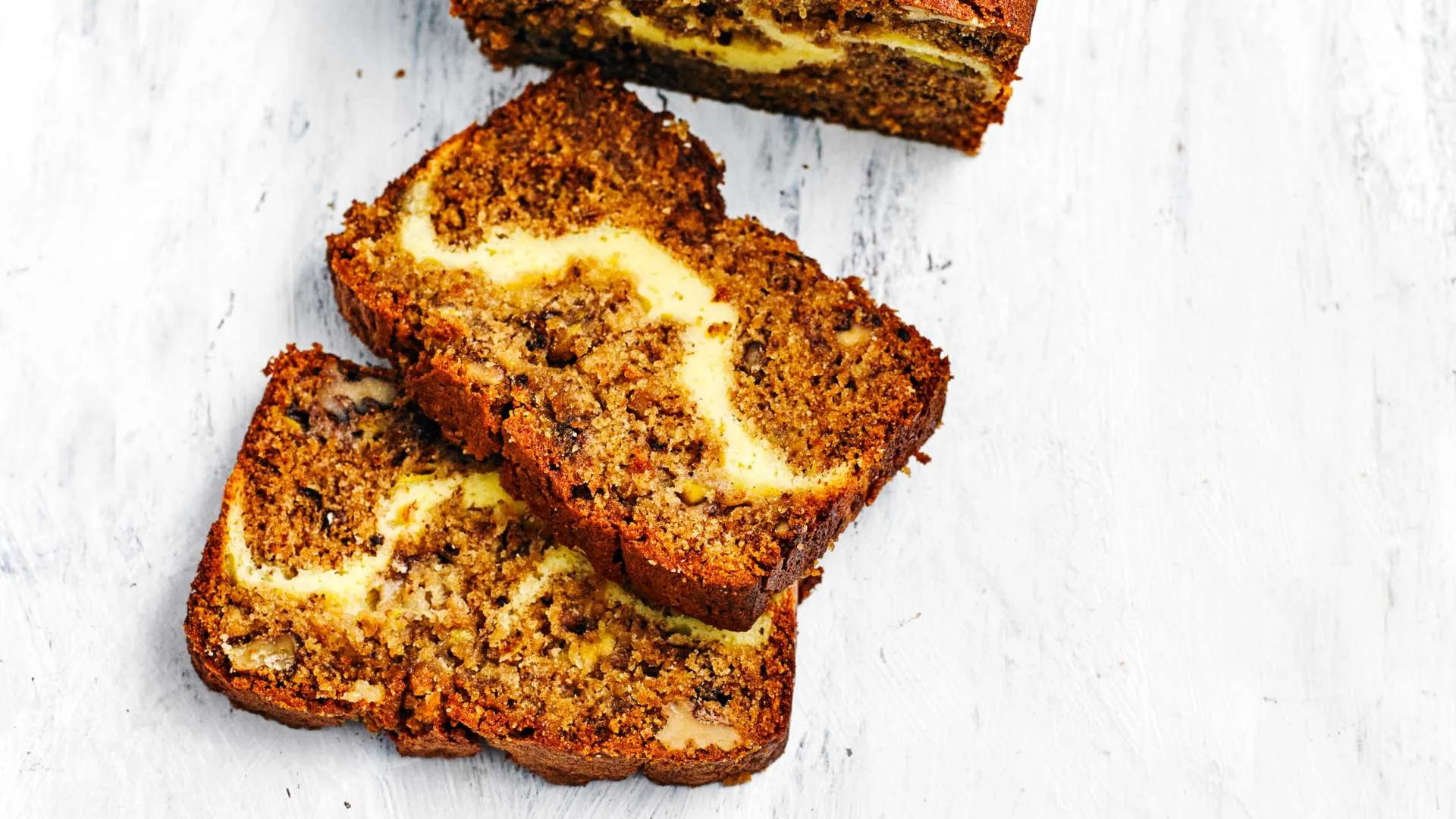 cream cheese filled banana and walnut bread